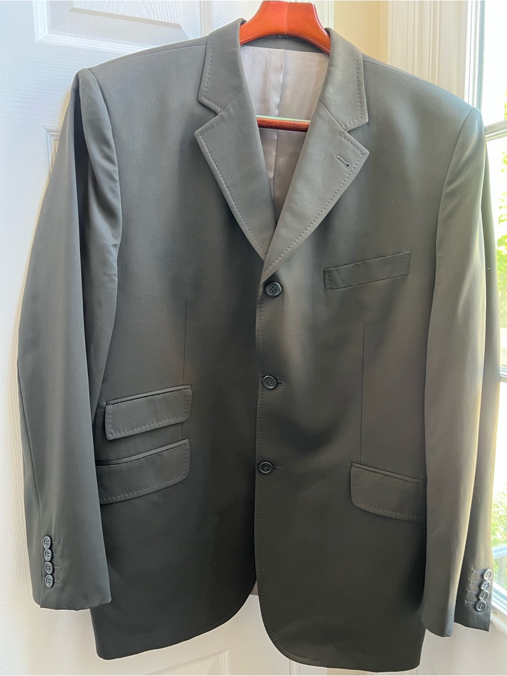 Rubens Paris London 100% Wool Dark Olive Green Blazer Sport Coat EU 56